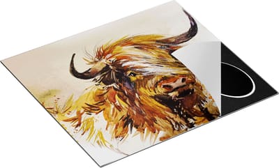 Chefcare Inductie Beschermer Schotse Hooglander Koe - Abstract - 60x50 cm - Afdekplaat Inductie - Kookplaat Beschermer - Inductie Mat