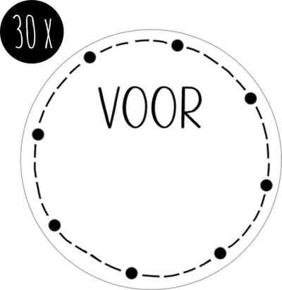 30x Sticker / Cadeausticker / Naamsticker | beschrijfbaar | VOOR *NAAM* | 35 mm | stippen & streepjes