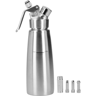 Distributeur de mousse à crème en acier inoxydable 304, pour café, dessert, gâteau, outils de cuisson DIY, 1 000 ml gray