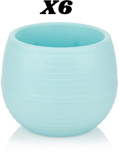 6st ronde cactus bloempotten blauw 10cm met wateropvang drainage UV-bestendige sierpotten