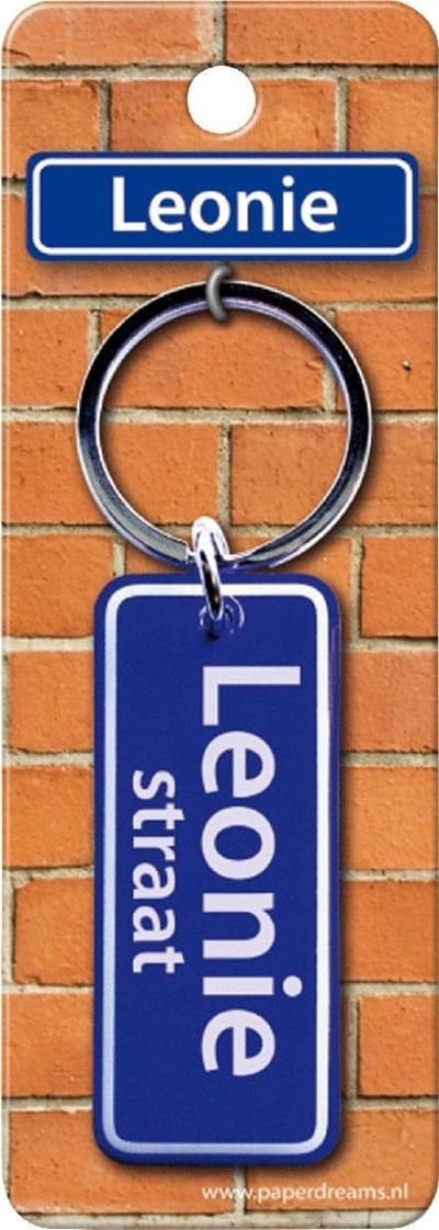 Paper Dreams Sleutelhanger Straatnaam Leonie 9 Cm Staal Blauw