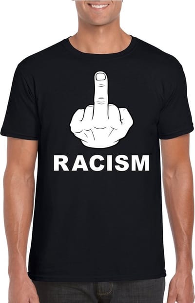 Fuck racism t-shirt zwart - heren - katoen - anti racisme S