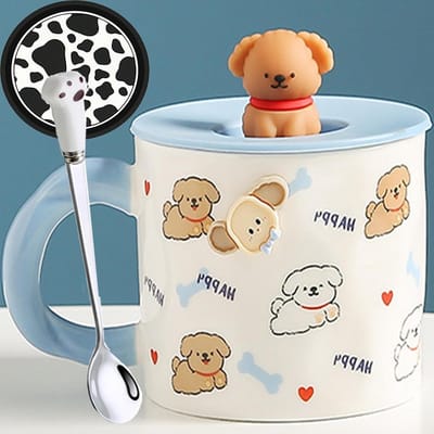 Honden mok - Koffie beker - Dagelijks gebruik - 3D design - 400 ml - Geel