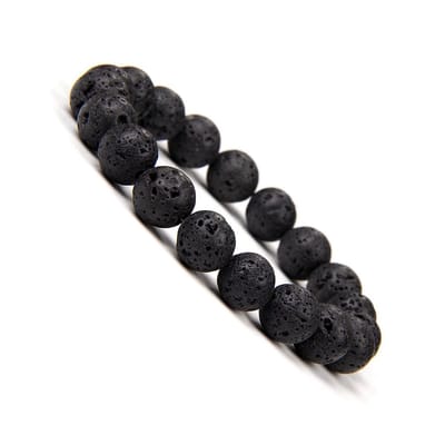Bixorp Gems Lavasteen Edelstenen Armband 10mm kralen - Gepolijste Edelsteen Kralenarmband - 20cm