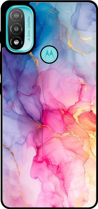 Smartphonica Telefoonhoesje Geschikt voor Motorola Moto E20 met marmer opdruk - TPU backcover case marble design - Regenboog geschikt voor Motorola Moto E20