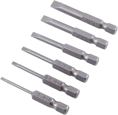 Set van 6 magnetische schroevendraaierbits met zeskantschacht 50 mm voor schroevendraaiers en boren - Inclusief 1/4" extension bitadapter