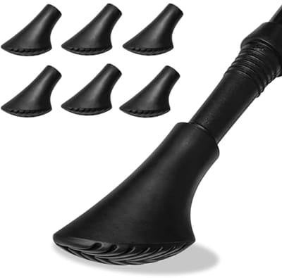Eindkappen voor trekkingstokken - 6 stuks rubberen buffers voor bergen, wandelen en kamperen - diameter 11 mm (zwart)