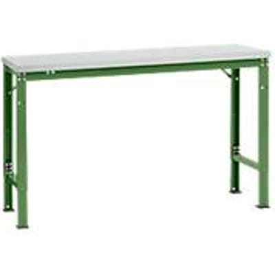 Manuflex basistafel UNIVERSAL Speciaal, 1500 x 800 mm, kunststof lichtgrijs, resedagroen