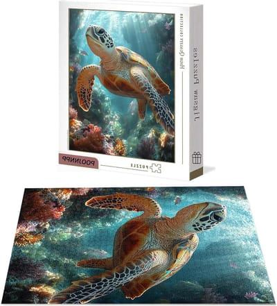 Houten Puzzel - Legpuzzel Volwassenen - Ontspanning en Ontwikkeling - Genummerde Rugzijde - 4000 Stukjes - Zeeschildpad