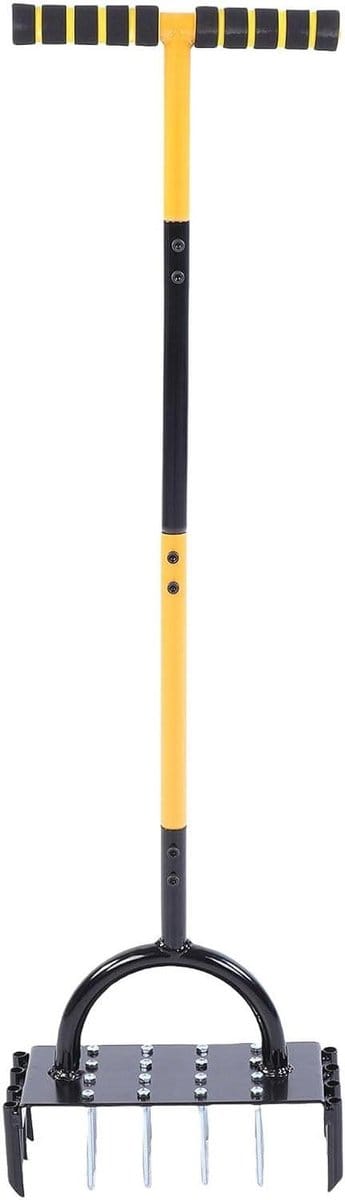 Gazonbeluchter Handmatig - Grondverluchter Tuin - Gazon Onderhouden - Metalen Pinnen - 98 cm - Zwart