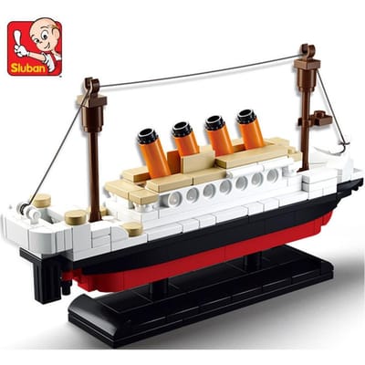 194 STKS Sluban Schip Boot Miniatuur Bouwstenen Sets Stad ZELF DOEN Stoomschip Vrienden Blokken Leren Speelgoed Kerstcadeau gray