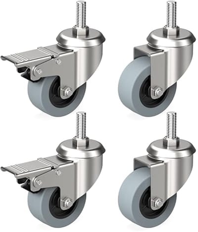 Set van 4 Zwenkwielen 50 mm met Rem - Geschikt voor Alle Vloeren - Tot 30 kg per Wiel