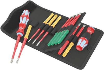 17-delige VDE RVS schroevendraaierset met ergonomische handgreep en kleurcodering