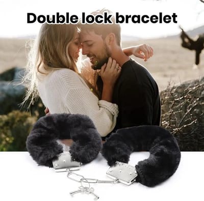 Metalen Handboeien BDSM I Met Imitatie Bont I Plushe I Incl. 2 Sleutels I Zwart