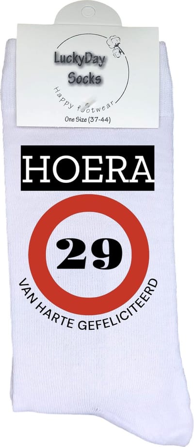 29 jaar Sokken - Gefeliciteerd - Jarig - Verjaardag - Grappige cadeau - Cadeau voor vrouw man - Kado - Verjaardags sokken - Verjaardags cadeau - Sokken waar je vrolijk van wordt - Maat 37-44