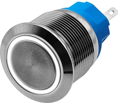 ProRide Metalen Drukschakelaar 12V ON-OFF - 22mm - Aan/uit schakelaar - Spatwaterdicht - 12V/24V - LED Indicatie Wit