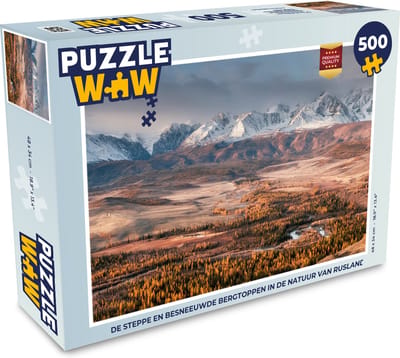 Puzzel De steppe en besneeuwde bergtoppen in de natuur van Rusland - Legpuzzel - Puzzel 500 stukjes