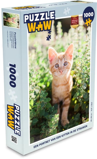 Puzzel Een portret van een kitten in de struiken - Legpuzzel - Puzzel 1000 stukjes volwassenen
