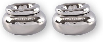 Discountershop Set van 2 Dolomiet Ronde Stormasbak - Zilverkleurig - Diameter: 11cm | Ideaal als Paasdecoratie & Kerstdecoratie | Stijvolle Tafelaccessoires