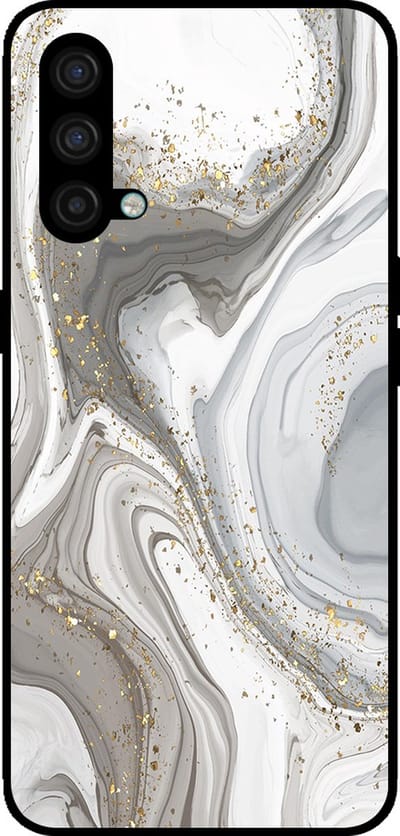 Smartphonica Telefoonhoesje Geschikt voor OnePlus Nord CE met marmer opdruk - TPU backcover case marble design - Zilver geschikt voor OnePlus Nord CE