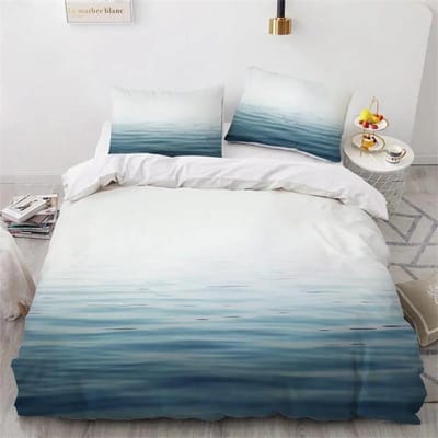 Blauw Strand Dekbedovertrek voor Jongens Meisjes Oceaan Beddengoed Hawaïaans Tropisch Zeeleven Zeevis Bedrukt Slaapkamerdecoratie Queen Size 135x200cm 2pcs