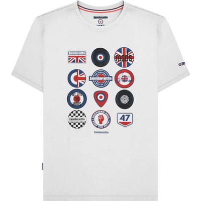 Lambretta Unisex Volwassen Katoenen Badge T-Shirt (Wit)