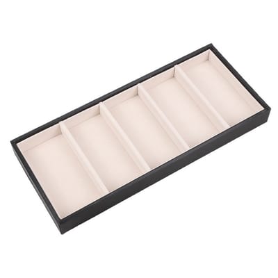 Zwarte 5-vaks brillenopbergtray met zachte binnenvoering – Luxe opberg- en presentatietray voor zonnebrillen en leesbrillen