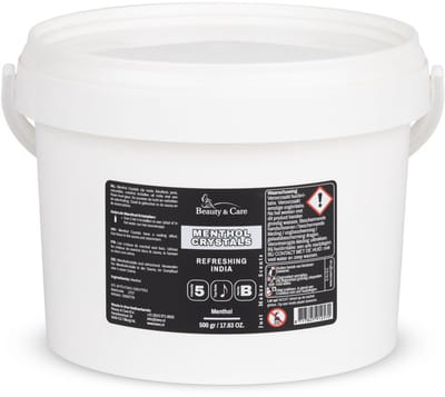 Menthol kristallen - Beauty & Care - 500 gram emmertje - Verkoelende en Verfrissende Muntachtige geur - Natuurlijk gewonnen - Voor sauna en stoomcabine
