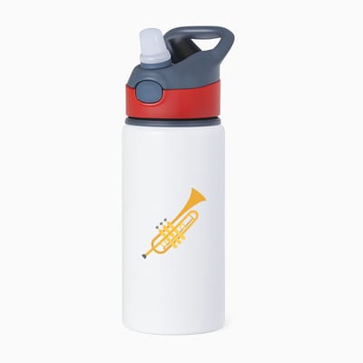 Hacebo® - Trompet waterfles met rietje rood - Muziek - trompettist - Instrument - blaasinstrument - muzikanten - water fles - 650ML