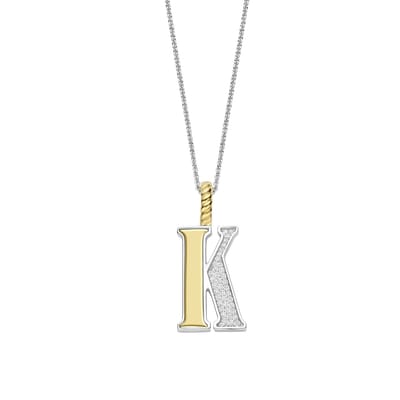 TI SENTO Dames Hanger - 925 zilver - Letter K - Zirkonia met geel verguld - 6840ZY_K