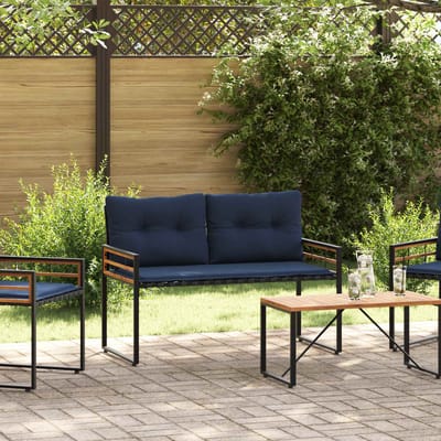 vidaXL - Houten - Laagbank - 114 - x - 55 - x - 77 - cm - Marineblauw - Rechthoekig