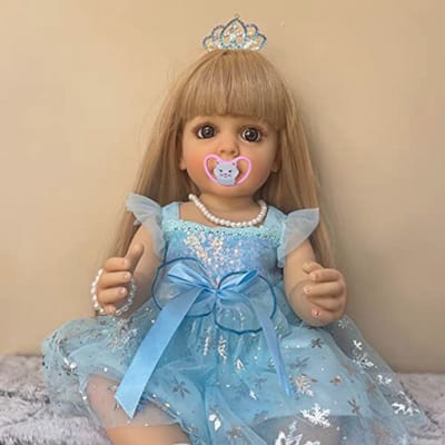 23 inch lang blond steil haar reborn babypop van siliconenvinyl, levensechte anatomisch correcte peuterpop