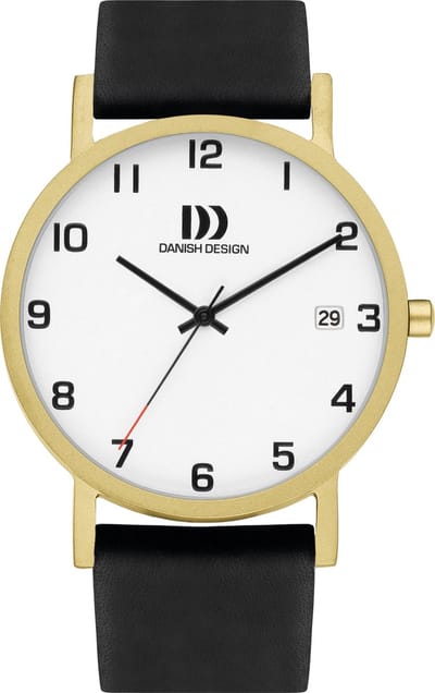 Danish Design Rhine NMBRS - Horloge Heren - Zwart/Goud - Luxe - Analoog - Rond - Leer - 39 mm - Quartz