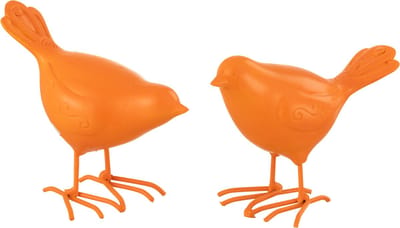 J-Line figuur Vogel - polyresin - oranje - small - 2 stuks