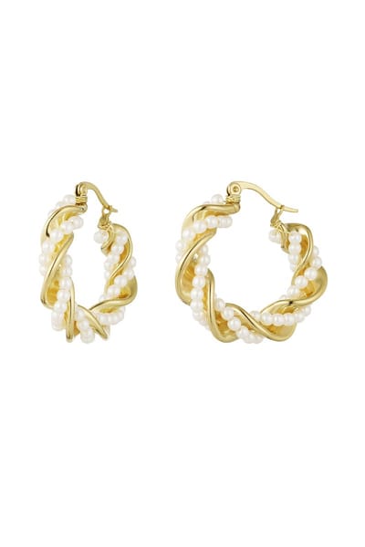 Oorringen met parels - Yehwang - Dames oorringen - Stainless Steel - Waterproof - Earrings - Goudkleurige oorringen - Goudkleurig - Cadeau