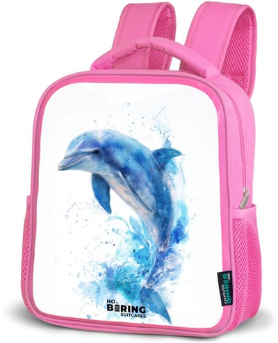 NoBoringSuitcases.com® - Rugzak roze - Schooltas meisjes - Springende blauwe dolfijn - Kinder rugtas meisje - Boekentas kind - Kinderrugzak voor school - Schoolrugzak