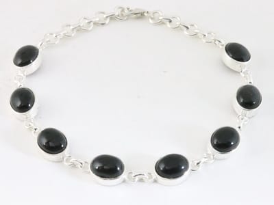 Hoogglans zilveren armband met onyx