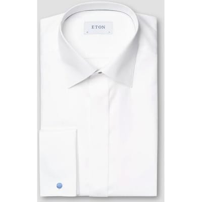 Eton Overhemd Subtle Rich Geometric Structure Dobby Weave Rounded French Cuffs Wit / male
