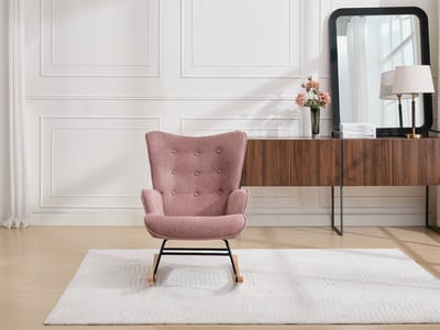 Vente-unique Schommelstoel in gemêleerde roze stof ELMINA