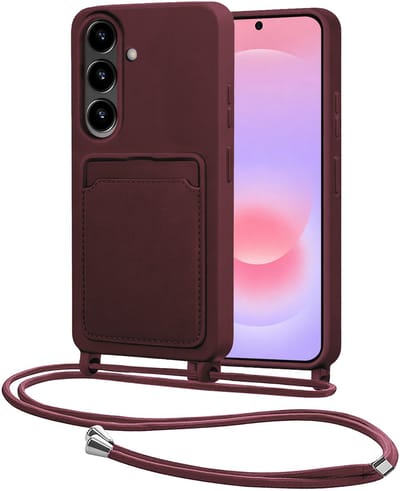 Hoes Geschikt voor Samsung A37 Met Telefoonkoord - Siliconen Hoesje Backcover Met Ketting - Aubergine