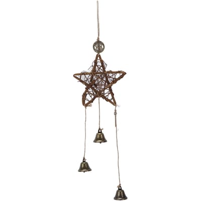 Carillons éoliens en rotin Décoration murale Corde en vigne Cloche à vent pour maison Mur MariagesCinq pointes