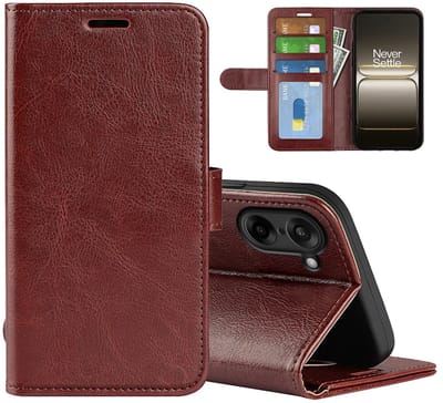 MobyDefend Hoesje - Geschikt voor OnePlus Nord CE 5 - Wallet Book Case (Sluiting Achterkant) - Bruin