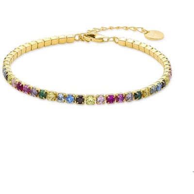 Luxenter armband in 925 sterling zilver met multicolor zirkonia, afgewerkt in 18K geelgoud - Tahu