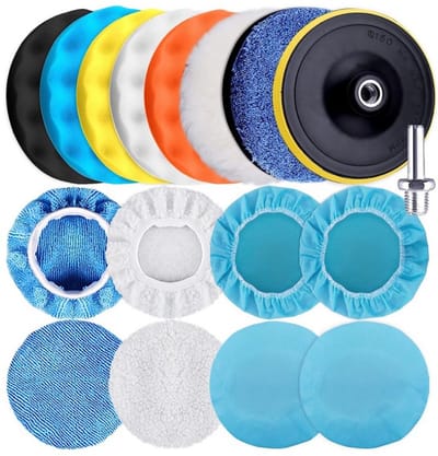 17-delige set polijstpads voor auto-onderhoudsmachines, microvezel maximale polijstpadhoes voor motorkap (5 inch)