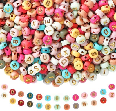 Dailygoods- Letterkralen A-Z - 500 kleurrijke kralen - acrylkralen