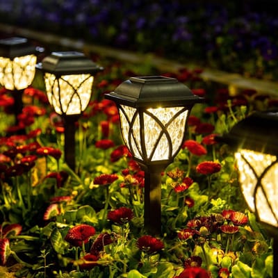 Zonne-padverlichting 6 stuks led-tuinverlichting op zonne-energie voor buiten - waterdichte padverlichting - voor tuin terras landschap loopbrug (warm wit) tuinverlichting op zonneenergie
