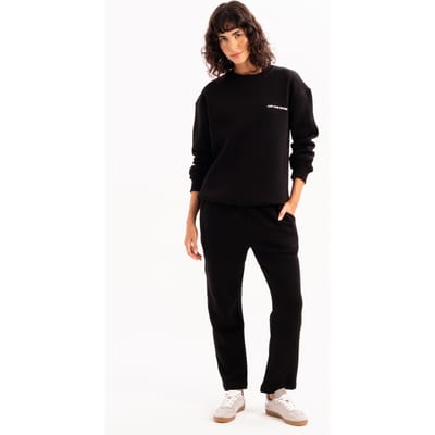 JUSTEVER Crew Neck Geborduurd Opgestikt Fleece Binnenkant Zwart Dames Sweatshirt - Rigil
