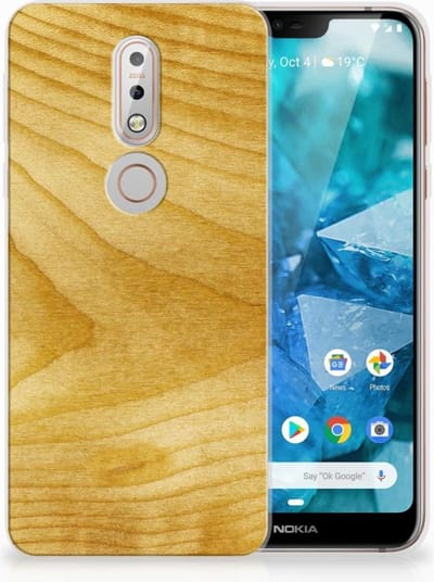 Nokia 7.1 Bumper Hoesje Licht Hout