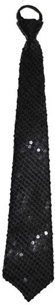 Funny Fashion Carnaval verkleed stropdas met glitter pailletten - zwart - polyester - heren/dames
