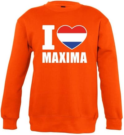 Oranje I love Maxima sweater kinderen 9-11 jaar (134/146)